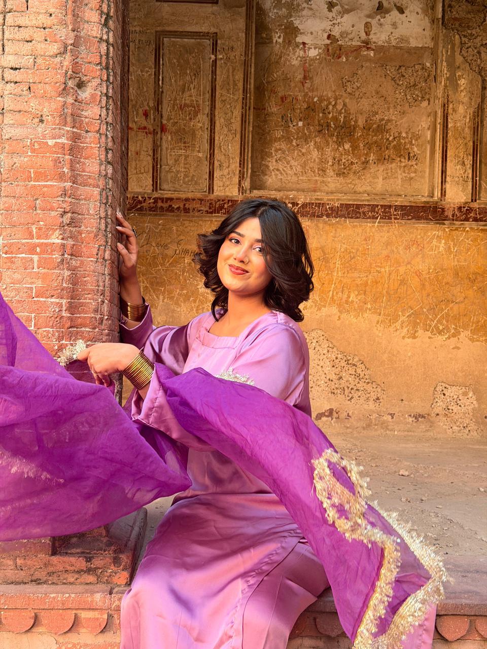Long shirt & plazo Silk Set