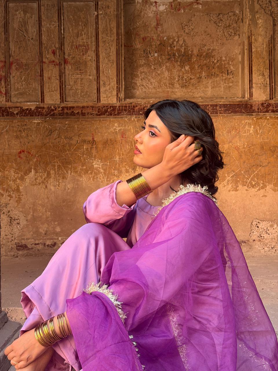 Long shirt & plazo Silk Set