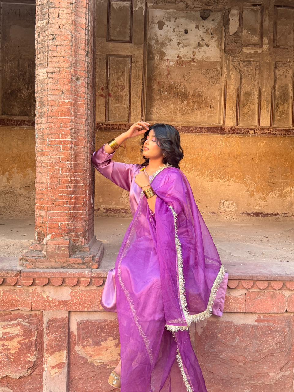 Long shirt & plazo Silk Set
