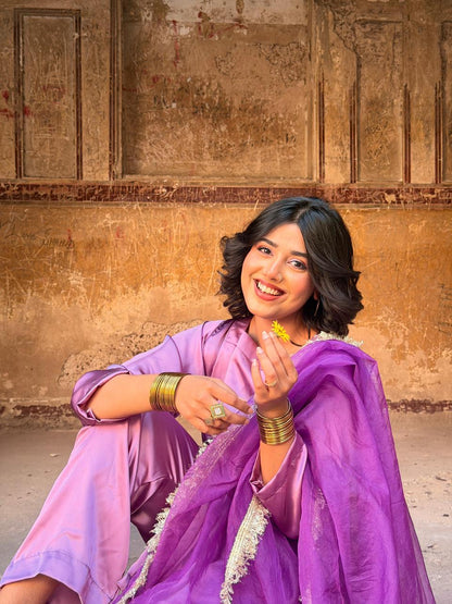 Long shirt & plazo Silk Set