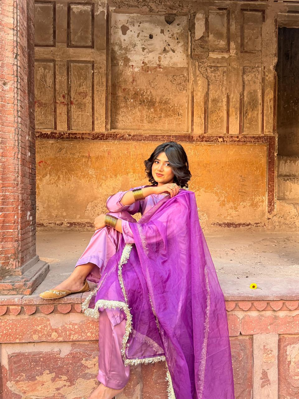 Long shirt & plazo Silk Set