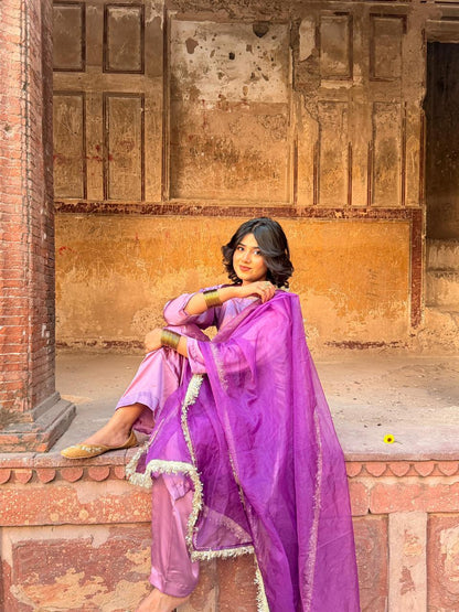 Long shirt & plazo Silk Set